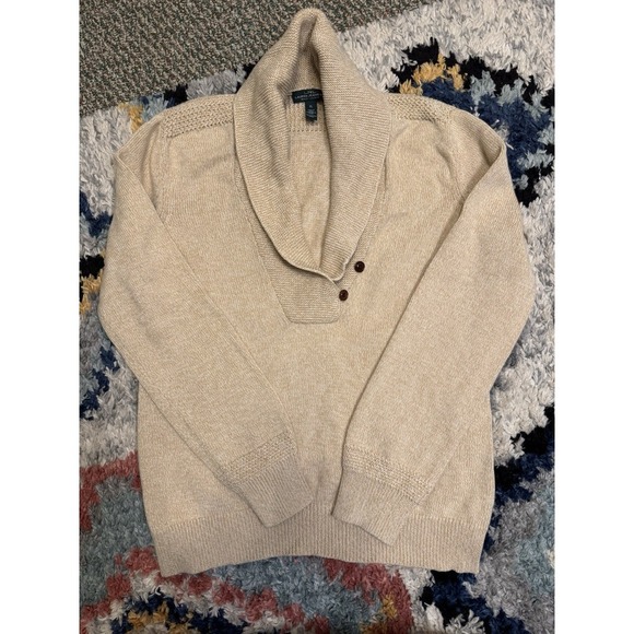 Vintage Ralph Lauren Sweater 90's 100% Cotton Classic Cable Knit XL Beige - Picture 4 of 7